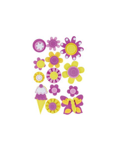 SET FIGURAS GOMA EVA FIXO KIDS ADHESIVAS 3D HELADOS Y FLORES