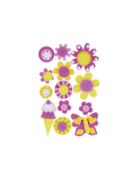 SET FIGURAS GOMA EVA FIXO KIDS ADHESIVAS 3D HELADOS Y FLORES