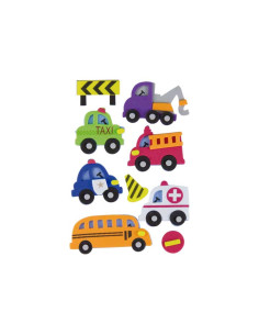 SET FIGURAS GOMA EVA FIXO KIDS ADHESIVAS 3D VEHÍCULOS