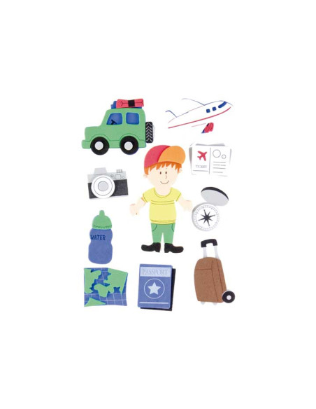 SET FIGURAS GOMA EVA FIXO KIDS ADHESIVAS 3D VIAJE