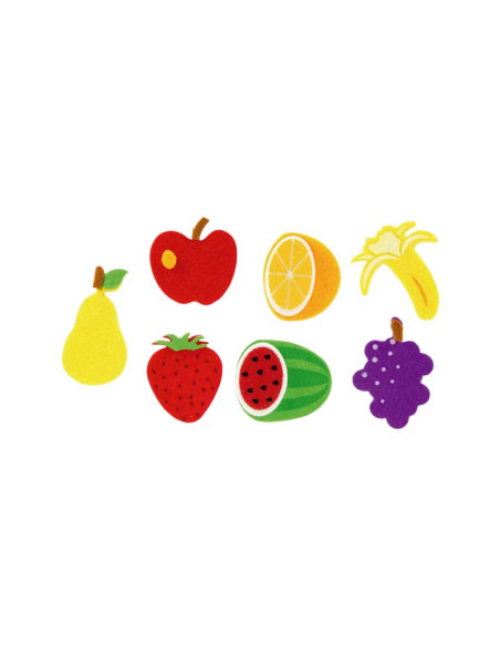 SET 14 FIGURAS FIELTRO FIXO KIDS ADHESIVAS 3D FRUTAS