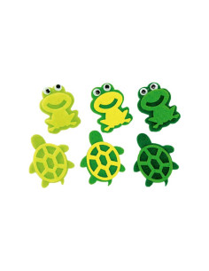 SET 12 FIGURAS FIELTRO FIXO KIDS ADHESIVAS 3D RANAS Y TORTUGAS