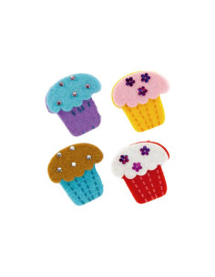 SET 12 FIGURAS FIELTRO FIXO KIDS ADHESIVAS 3D CUPCAKES