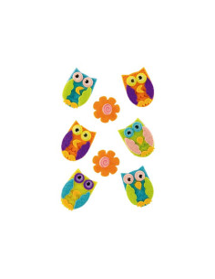 SET FIGURAS FIELTRO FIXO KIDS ADHESIVAS 3D BÚHOS