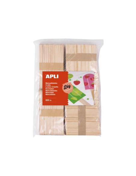 PALILLOS PLANOS APLI MADERA NATURAL TAMAÑOS SURTIDOS BOLSA de 800