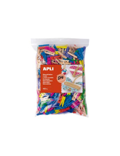 BOLSA 450 MINI PINZAS DE MADERA APLI COLORES 25x3mm