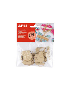 BOLSA 12 PINZAS APLI DE MADERA FORMAS ANIMALES