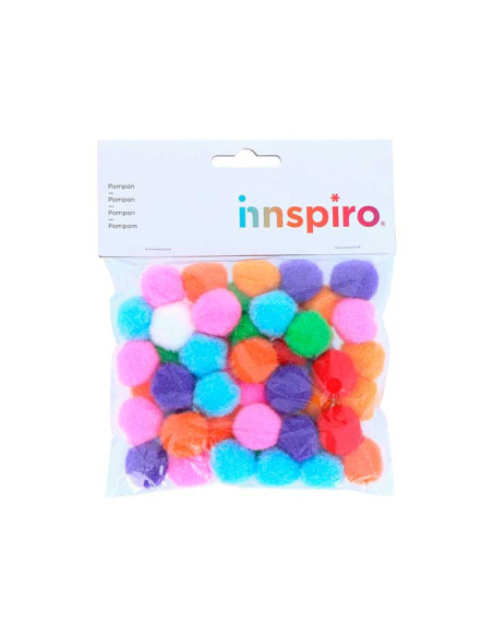 BOLSA 50 POMPONES INNSPIRO DE POLIPROPILENO Ø25mm SURTIDOS