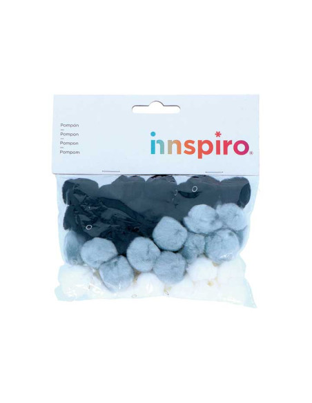 BOLSA 50 POMPONES ACRÍLICOS INNSPIRO Ø25mm CON TUBO
