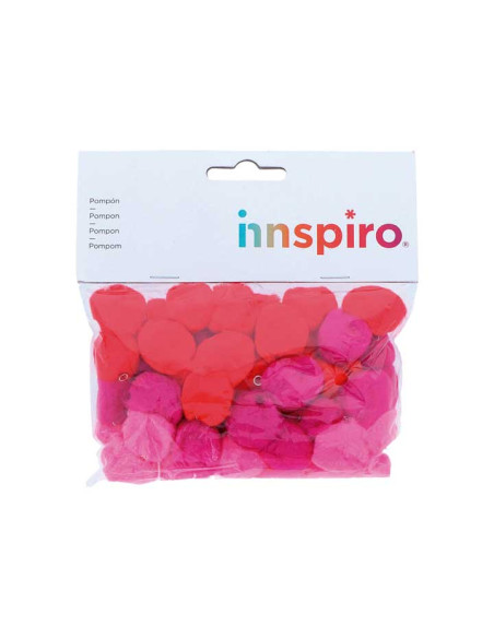 BOLSA 50 POMPONES ACRÍLICOS INNSPIRO Ø25mm CON TUBO