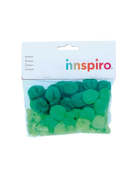 BOLSA 50 POMPONES ACRÍLICOS INNSPIRO Ø25mm CON TUBO