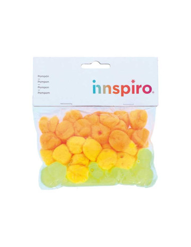 BOLSA 50 POMPONES ACRÍLICOS INNSPIRO Ø25mm CON TUBO