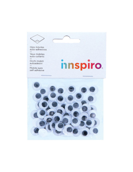BOLSA 60 OJOS MÓVILES REDONDOS INNSPIRO ADHESIVOS Ø 12mm