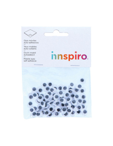 BOLSA 80 OJOS MÓVILES OVALADOS INNSPIRO ADHESIVOS 8x10mm