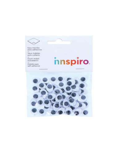 BOLSA 70 OJOS MÓVILES OVALADOS INNSPIRO ADHESIVOS 10x13mm