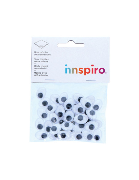 BOLSA 50 OJOS MÓVILES OVALADOS INNSPIRO ADHESIVOS 12x16mm