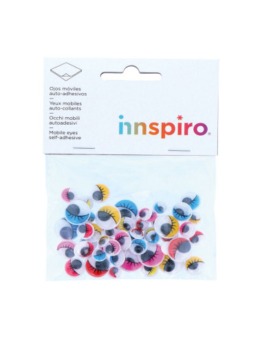 BOLSA 52 OJOS MÓVILES INNSPIRO ADHESIVOS CON PESTAÑAS SURTIDAS