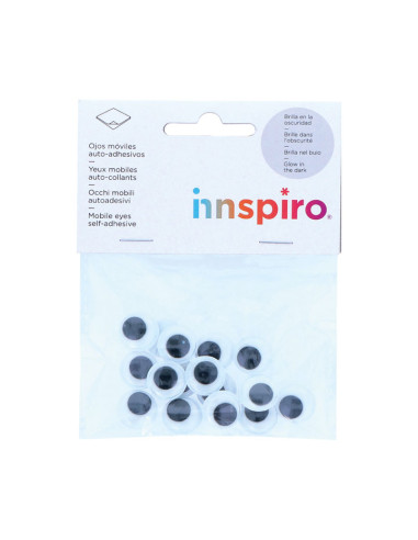 BOLSA 16 OJOS MÓVILES INNSPIRO ADHESIVOS FLUORESCENTES Ø15mm