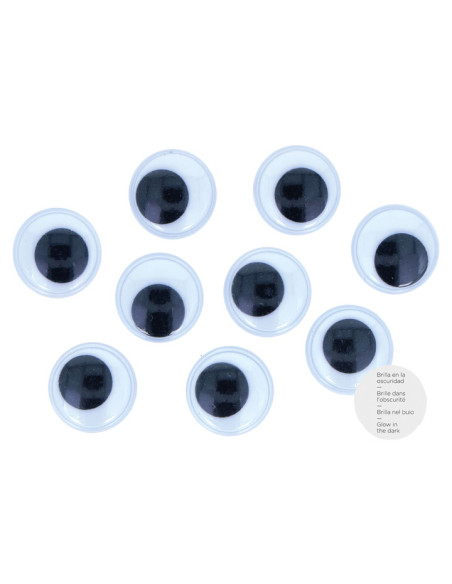 BOLSA 12 OJOS MÓVILES INNSPIRO ADHESIVOS FLUORESCENTES Ø18mm