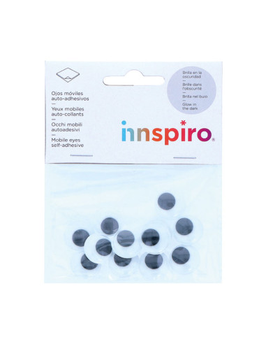 BOLSA 12 OJOS MÓVILES INNSPIRO ADHESIVOS FLUORESCENTES Ø18mm