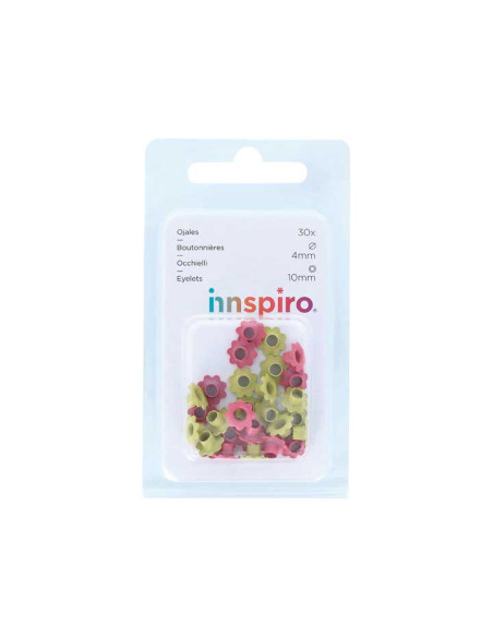 SET 30 OJALES INNSPIRO FLORES  10mm