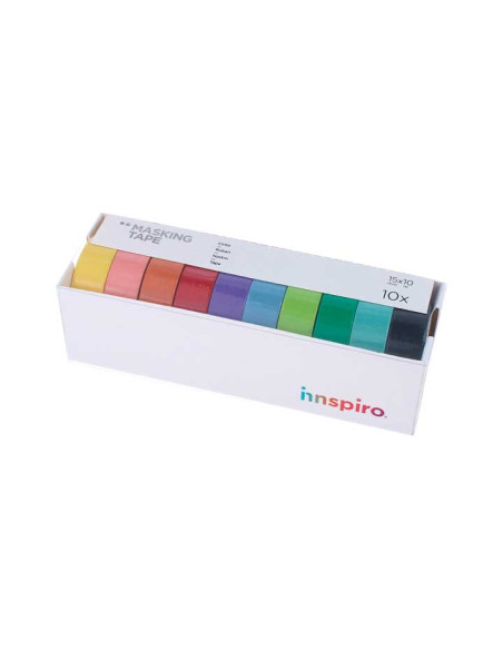 SET 10 CINTAS WASHI TAPE INNSPIRO LISOS BASICOS