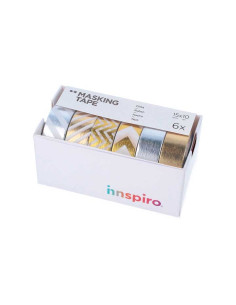 SET 6 CINTAS WASHI TAPE INNSPIRO SERIE METAL