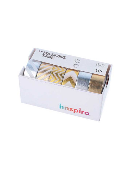 SET 6 CINTAS WASHI TAPE INNSPIRO SERIE METAL