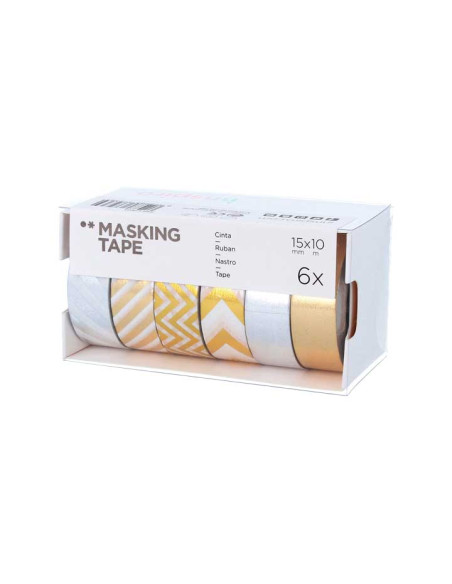 SET 6 CINTAS WASHI TAPE INNSPIRO SERIE METAL