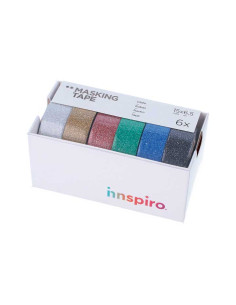 SET 6 CINTAS WASHI TAPE INNSPIRO SERIE GLITTER