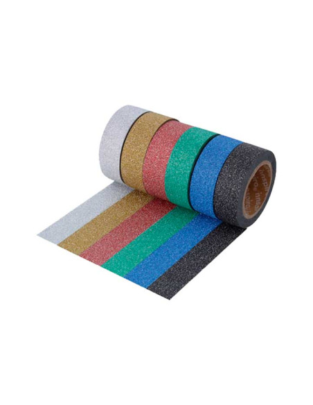 SET 6 CINTAS WASHI TAPE INNSPIRO SERIE GLITTER