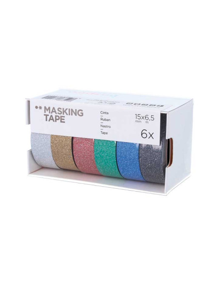 SET 6 CINTAS WASHI TAPE INNSPIRO SERIE GLITTER