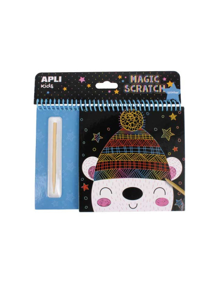 BLOC DE 8 LÁMINAS APLI KIDS MAGIC SCRATCH INVIERNO