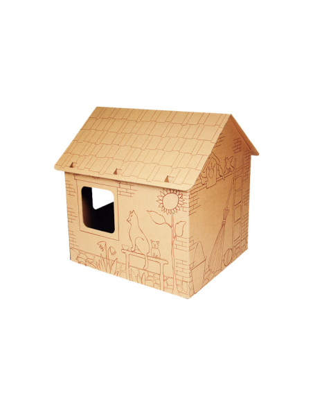 CASA DE CARTÓN CABIN PARA COLOREAR