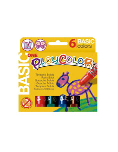 PLAYCOLOR TÉMPERAS SÓLIDAS BASIC ONE BARRA ESTUCHE DE 6 CSURTIDOS