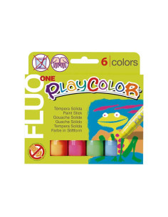 ESTUCHE 6 TÉMPERAS PLAYCOLOR SÓLIDAS 10gr FLUO SURTIDAS