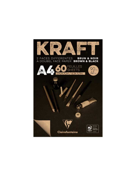 BLOC 60h CLAIREFONTAINE BICOLOR 90gr A4