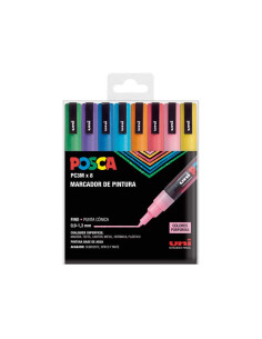 ESTUCHE 8 MARCADORES UNI POSCA PC-3M SPARKLING