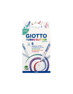 ESTUCHE 8 ROTULADORES GIOTTO TURBO GLITTER PASTEL