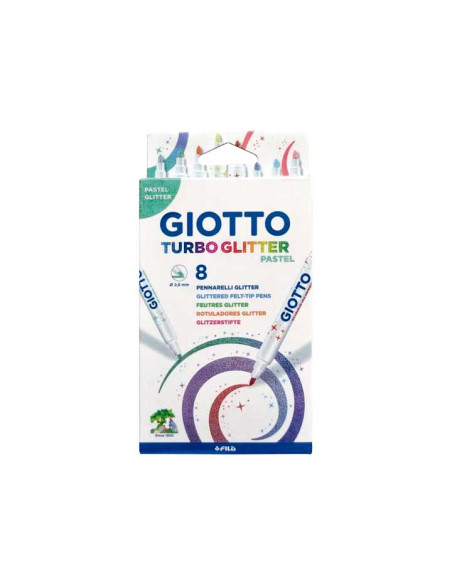 ESTUCHE 8 ROTULADORES GIOTTO TURBO GLITTER PASTEL
