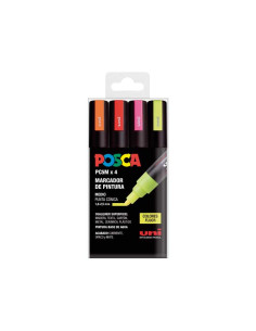 ESTUCHE 4 MARCADORES UNI POSCA PC-5M FLUOR