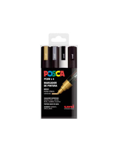 ESTUCHE 4 MARCADORES UNI POSCA PC-5M GSWB