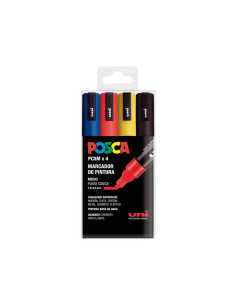 ESTUCHE 4 MARCADORES UNI POSCA PC-5M BASIC