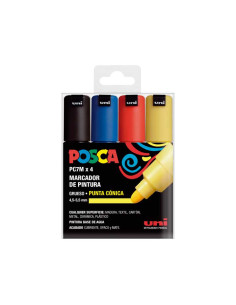 ESTUCHE 4 MARCADORES UNI POSCA PC-7M BASIC