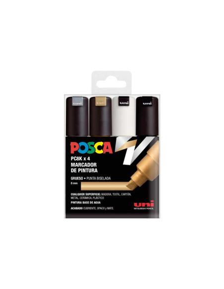 ESTUCHE 4 MARCADORES UNI POSCA PC-8K GSW
