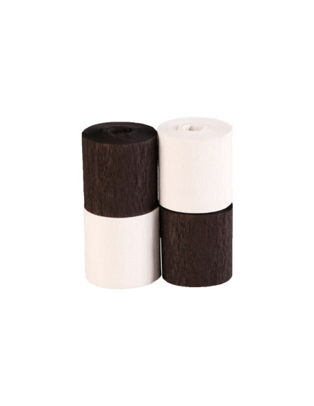PACK 4 ROLLOS PAPEL CREPÉ CLAIREFONTAINE 5cmx10m MIX BLANCO Y NEGRO