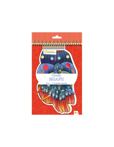 BLOC PARA COLOREAR MANDARINE GRAFFY SHAPE PÁJAROS  STICKERS