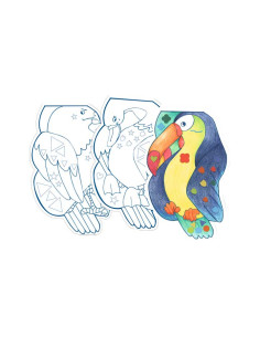 BLOC PARA COLOREAR MANDARINE GRAFFY SHAPE PÁJAROS  STICKERS 2