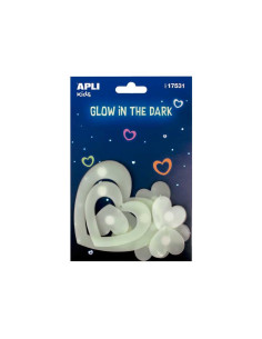 BLÍSTER 9 PEGATINAS APLI FOSFORESCENTES CORAZONES