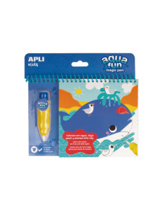 SET BLOC 6h APLI KIDS  PINCEL DE AGUA AQUA FUN ANIMALES MARINOS